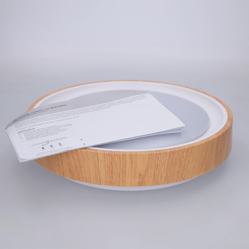 Brilagi - Candeeiro de tecto LED FLOCO LED/24W/230V, diâmetro 30 cm, acabamento em madeira/branco