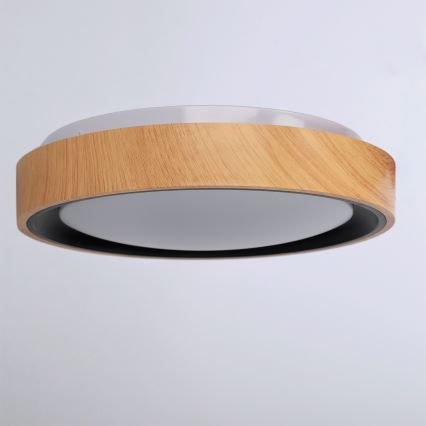 Brilagi - Candeeiro de teto LED FLOCO LED/24W/230V Ø 30 cm, acabamento em madeira/preto