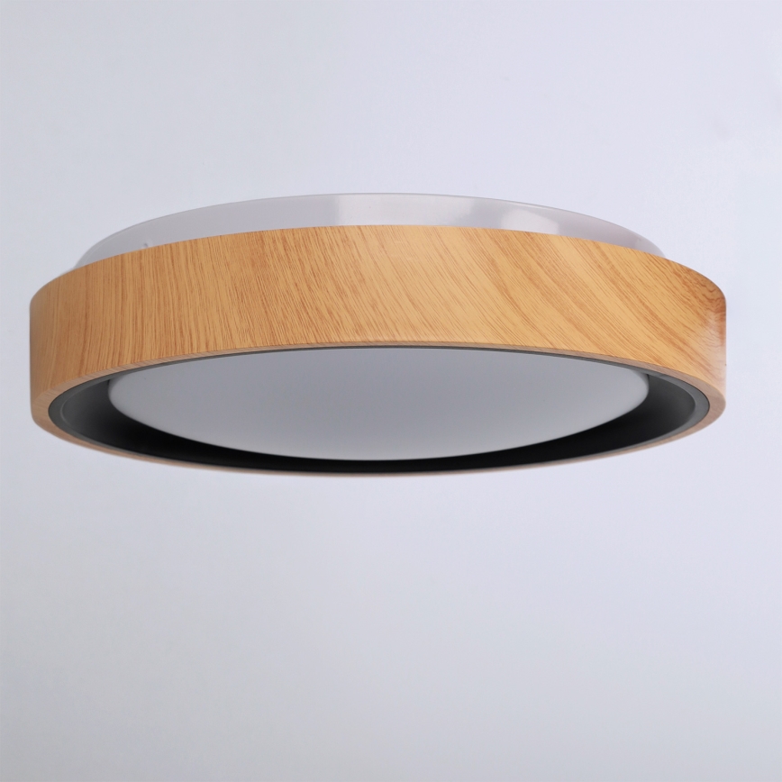 Brilagi - Candeeiro de teto LED FLOCO LED/24W/230V Ø 30 cm, acabamento em madeira/preto