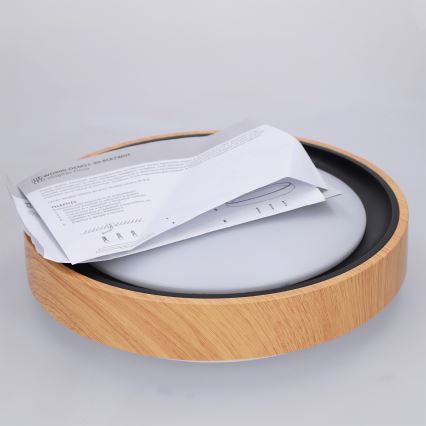 Brilagi - Candeeiro de teto LED FLOCO LED/24W/230V Ø 30 cm, acabamento em madeira/preto