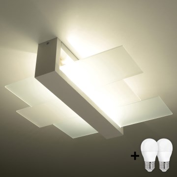 Brilagi - Candeeiro de tecto LED HERA 2xE27/7,5W/230V 43x43 cm branco