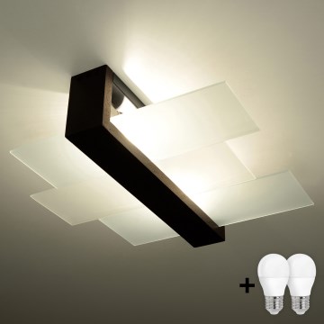 Brilagi - Candeeiro de tecto LED HERA 2xE27/7,5W/230V 43x43 cm wengué