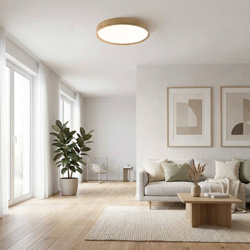 Brilagi - Candeeiro de tecto LED MANAROLA PLAIN LED/36W/230V 3000K Ø 48 cm carvalho