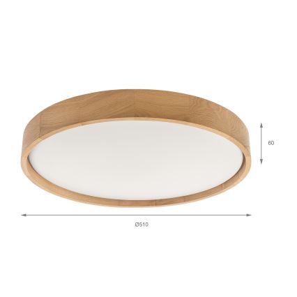 Brilagi - Candeeiro de tecto LED MANAROLA PLAIN LED/36W/230V 3000K Ø 48 cm carvalho