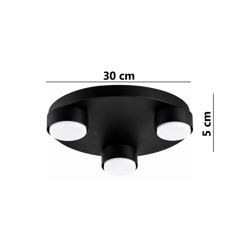 Brilagi - Candeeiro de tecto LED MONO 3xGX53/12W/230V Ø 30 cm preto