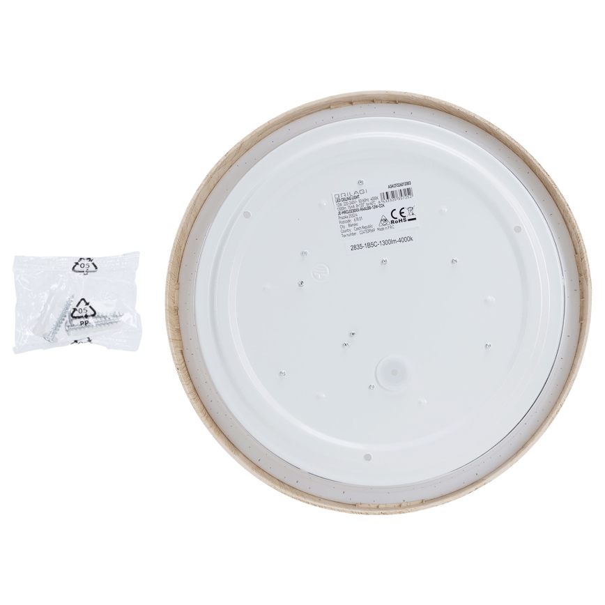 Brilagi - Candeeiro de tecto LED NATURA, 12W, 230V, 3000K, diâmetro 26,3 cm