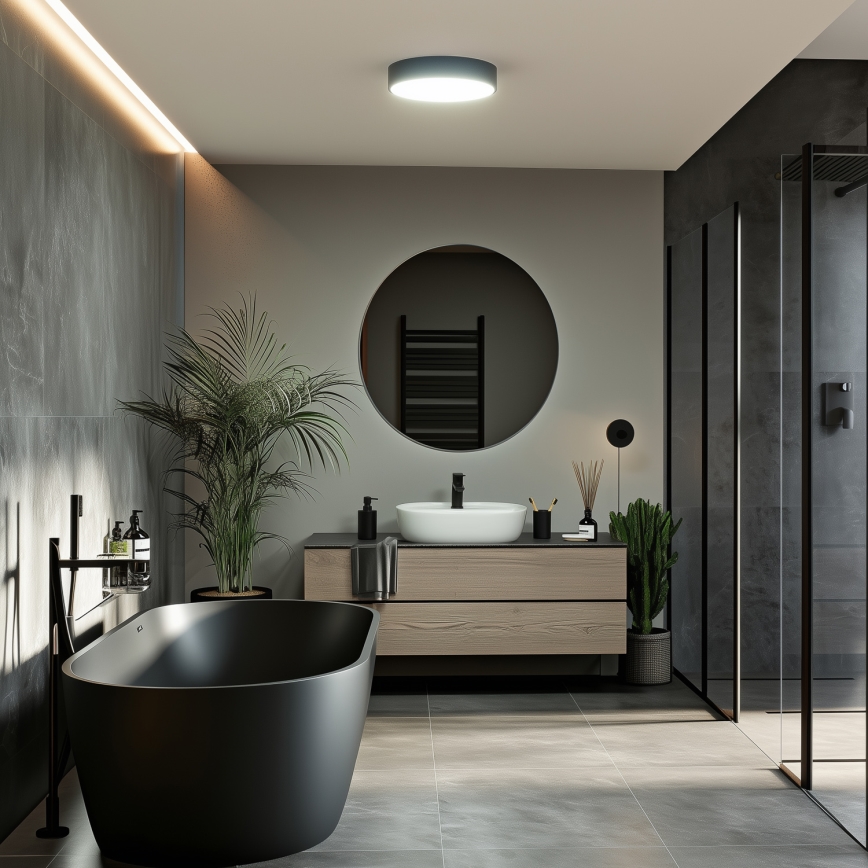 Brilagi - Candeeiro de tecto LED para casa de banho POOL LED/24W/230V 3000/4000/5500K Ø 30 cm IP54 preto