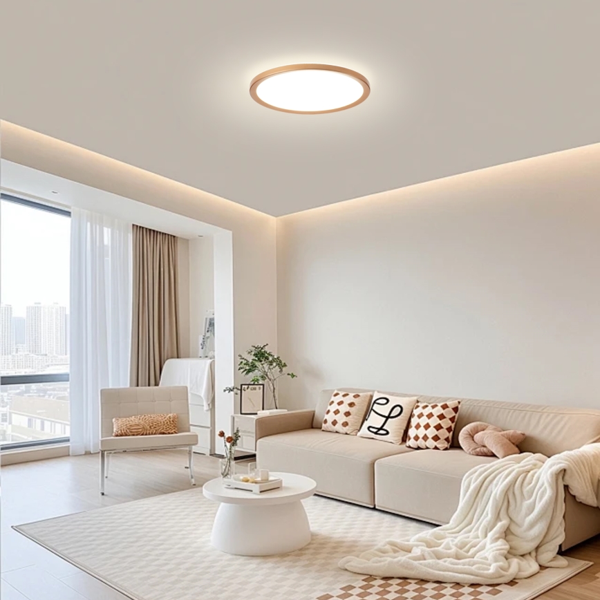 Brilagi - Candeeiro de teto LED para casa de banho ULTRA SLIM LED/18W/230V Ø 30 cm ouro rosé IP54