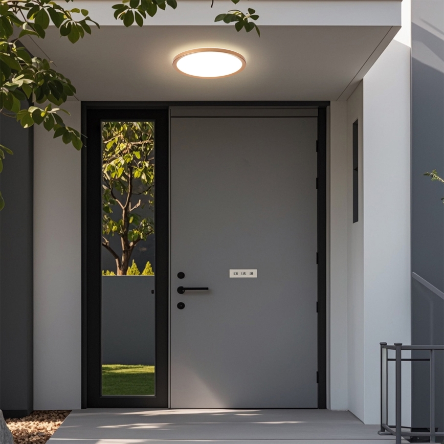 Brilagi - Candeeiro de teto LED para casa de banho ULTRA SLIM LED/18W/230V Ø 30 cm ouro rosé IP54