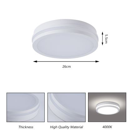 Brilagi - Candeeiro de tecto LED para exterior BENE LED/24W/230V Ø 26 cm branco IP54