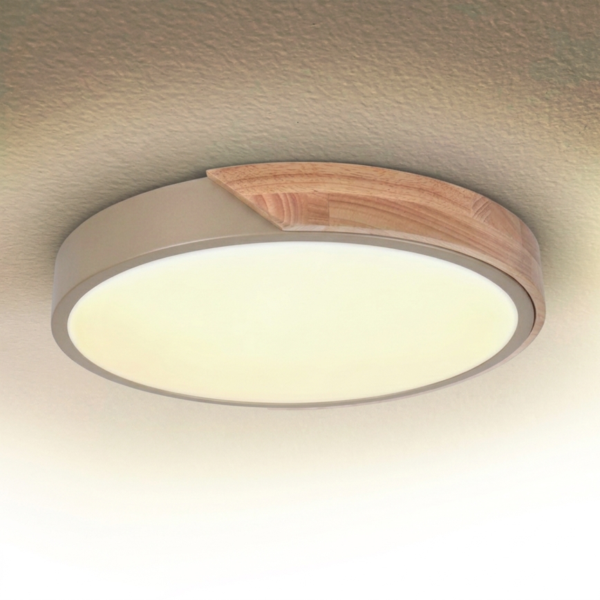 BRILAGI - Candeeiro de tecto LED PILANA LED/24W/230V carvalho/bege Ø 30 cm