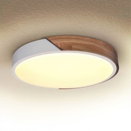Brilagi - Candeeiro de tecto LED PILANA LED/24W/230V carvalho/branco Ø 30 cm