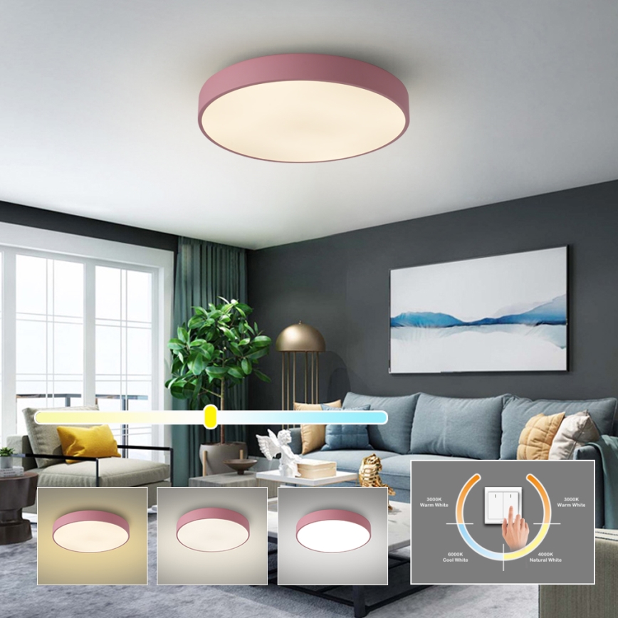 Brilagi - Luminária de teto LED POOL LED/60W/230V 3000/4000/6000K Ø 50 cm rosa