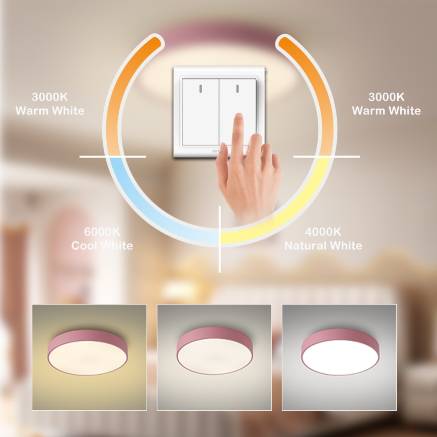 Brilagi - Luminária de teto LED POOL LED/60W/230V 3000/4000/6000K Ø 50 cm rosa