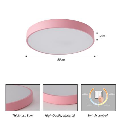 Brilagi - Luminária de teto LED POOL LED/60W/230V 3000/4000/6000K Ø 50 cm rosa