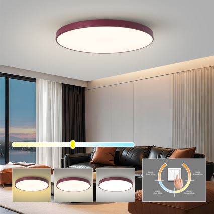 Brilagi - Candeeiro de tecto LED POOL LED/100W/230V 3000/4000/6000K diâmetro 80 cm bordô