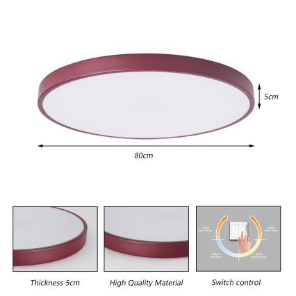 Brilagi - Candeeiro de tecto LED POOL LED/100W/230V 3000/4000/6000K diâmetro 80 cm bordô