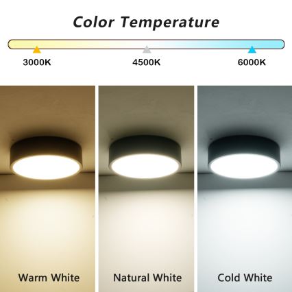 Brilagi - Candeeiro de tecto LED POOL LED/18W/230V 3000/4500/6000K Ø 20 cm preto