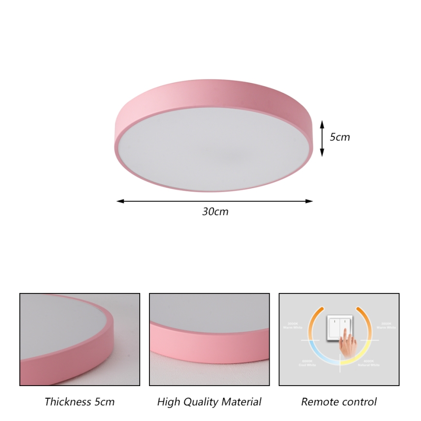 Brilagi - Plafon LED POOL LED/36W/230V 3000/4000/6000K Ø 30 cm rosa