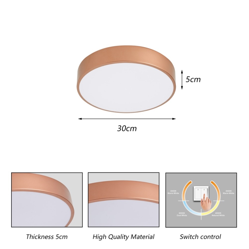 BRILAGI - Luminária de teto LED POOL LED/36W/230V 3000/4000/6000K, diâmetro 30 cm, acabamento em cobre
