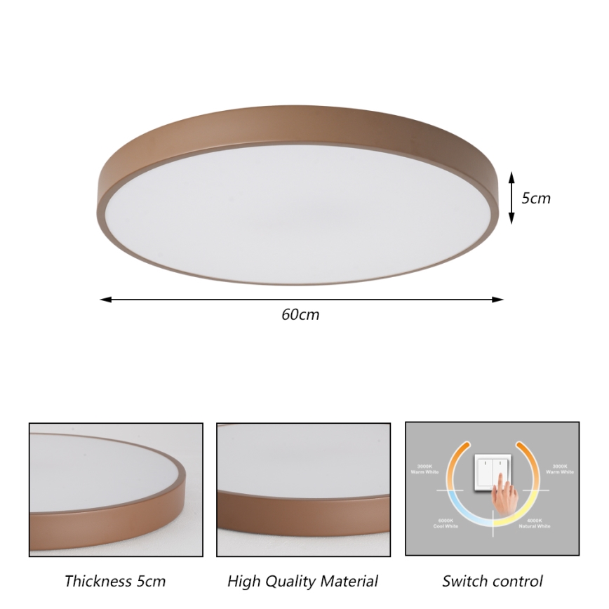 BRILAGI - Luminária de tecto LED POOL LED/60W/230V 3000/4000/6000K diâmetro 60 cm cor castanha