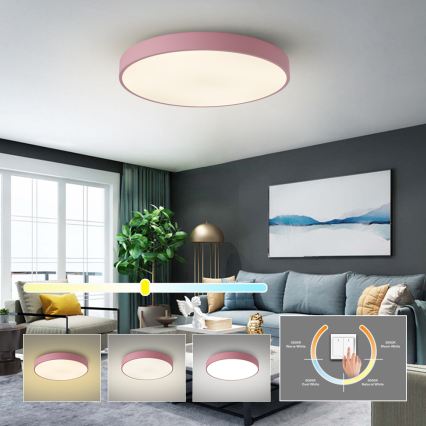 Brilagi - Candeeiro de tecto LED POOL LED/60W/230V 3000/4000/6000K Ø 60 cm rosa