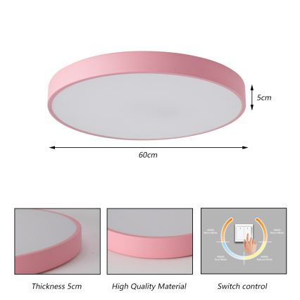 Brilagi - Candeeiro de tecto LED POOL LED/60W/230V 3000/4000/6000K Ø 60 cm rosa