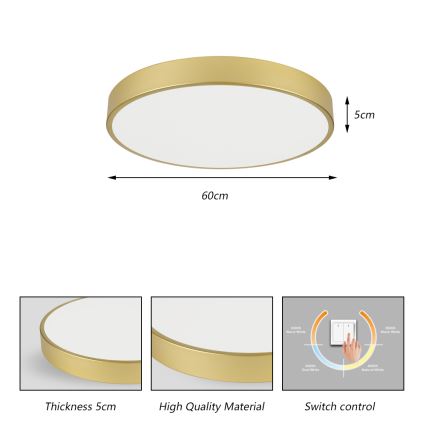 Brilagi - Candeeiro de tecto LED POOL LED/60W/230V 3000/4000/6000K diâmetro 60 cm dourado