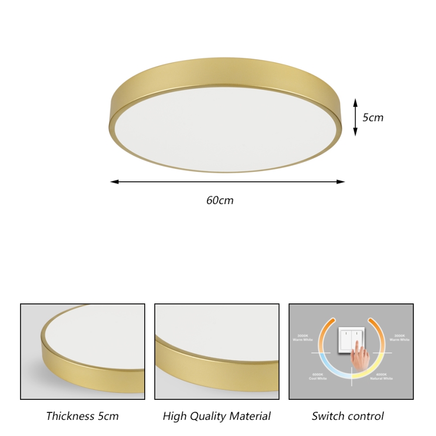 Brilagi - Candeeiro de tecto LED POOL LED/60W/230V 3000/4000/6000K diâmetro 60 cm dourado