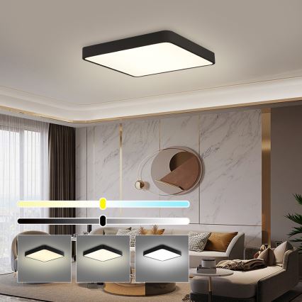 Brilagi - Luminária de teto LED POOL SQUARE LED/48W/230V 3000/4500/6000K 50x50 cm preta