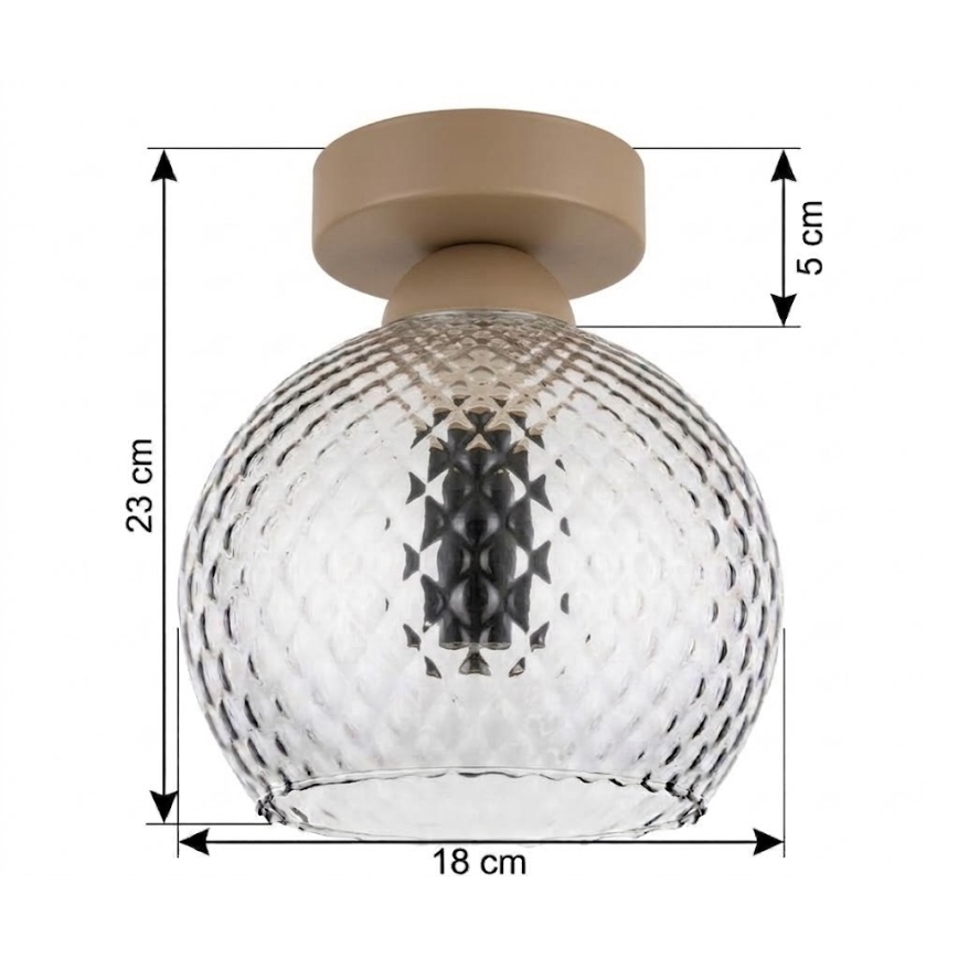 BRILAGI - Luminária de teto LED RETRO GLASS 1xE27/60W/230V Ø 18 cm bege/cinza fumê