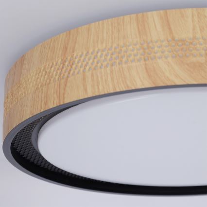 Brilagi - Candeeiro de teto LED dimerizável COCI LED/48W/230V 3000-6500K Ø 39 cm acabamento madeira/preto + controlo remoto