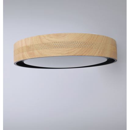 Brilagi - Candeeiro de teto LED dimerizável COCI LED/48W/230V 3000-6500K Ø 39 cm acabamento madeira/preto + controlo remoto