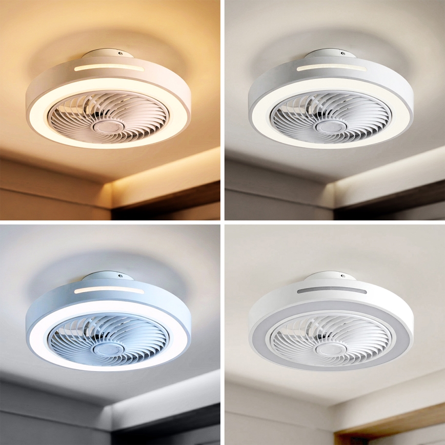 Brilagi - Candeeiro de tecto LED dimerizável com ventilador LED/38W/230V 3000-6500K Ø 46 cm branco + controlo remoto