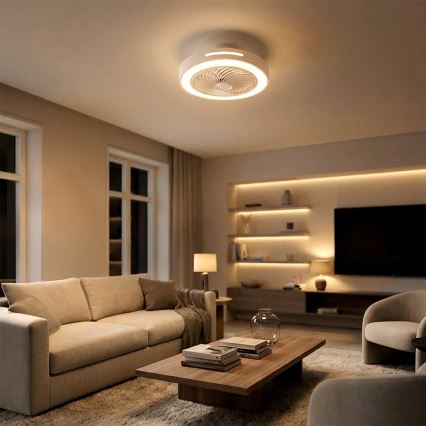 Brilagi - Candeeiro de tecto LED dimerizável com ventilador LED/38W/230V 3000-6500K Ø 46 cm branco + controlo remoto