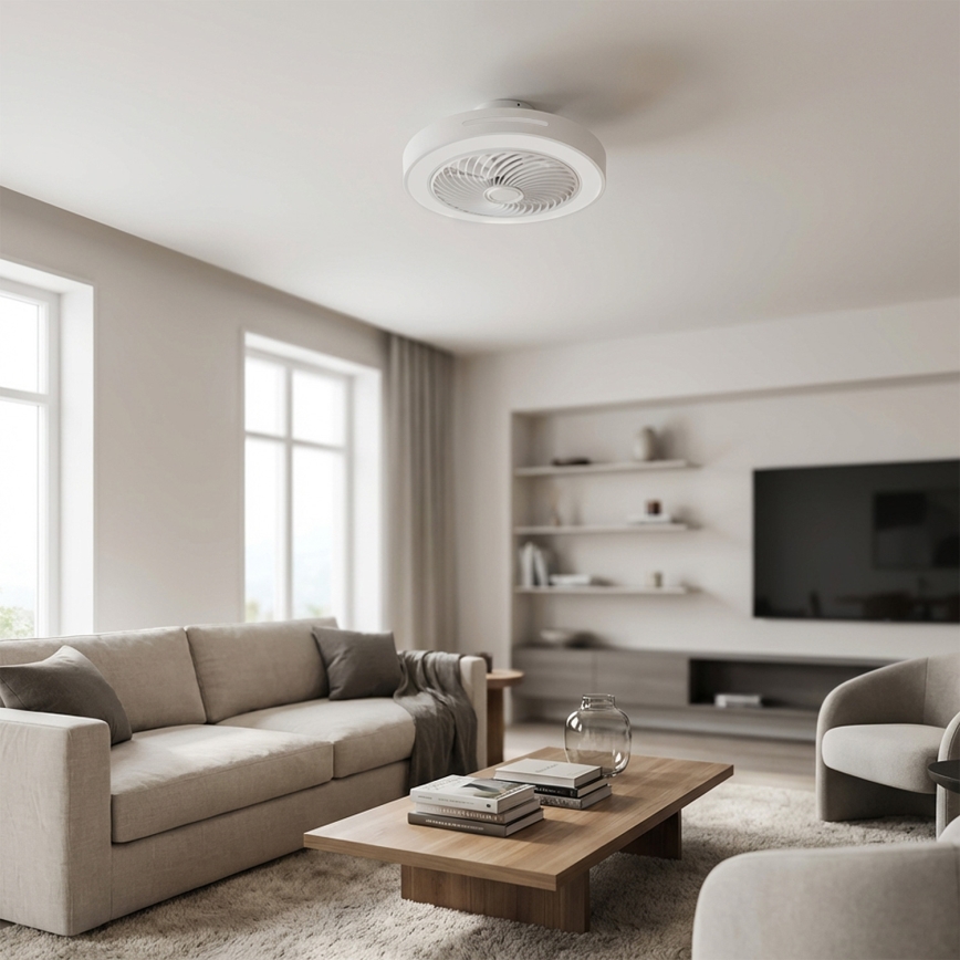 Brilagi - Candeeiro de tecto LED dimerizável com ventilador LED/38W/230V 3000-6500K Ø 46 cm branco + controlo remoto