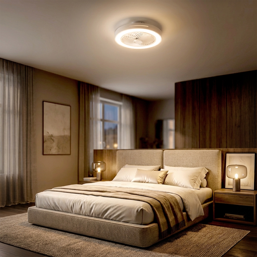 Brilagi - Candeeiro de tecto LED dimerizável com ventilador LED/38W/230V 3000-6500K Ø 46 cm branco + controlo remoto