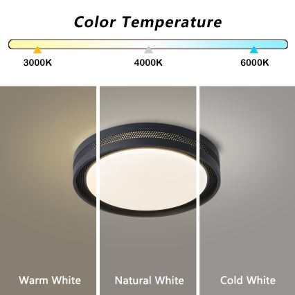 Brilagi - Candeeiro de teto LED regulável KREON LED/54W/230V 3000-6000K preto diâmetro 38 cm + comando remoto
