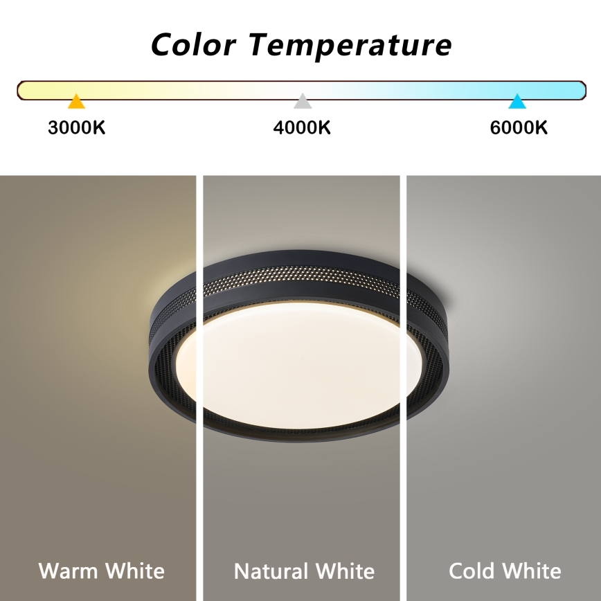 Brilagi - Candeeiro de teto LED regulável KREON LED/54W/230V 3000-6000K preto diâmetro 38 cm + comando remoto