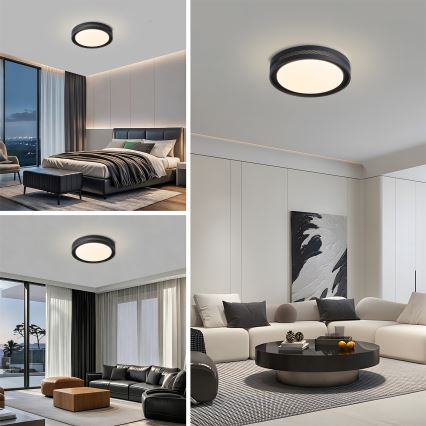 Brilagi - Candeeiro de teto LED regulável KREON LED/54W/230V 3000-6000K preto diâmetro 38 cm + comando remoto