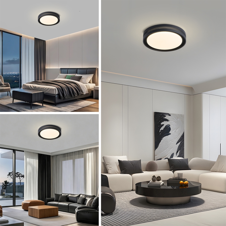 Brilagi - Candeeiro de teto LED regulável KREON LED/54W/230V 3000-6000K preto diâmetro 38 cm + comando remoto