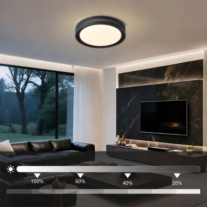 Brilagi - Candeeiro de teto LED regulável KREON LED/54W/230V 3000-6000K preto diâmetro 38 cm + comando remoto