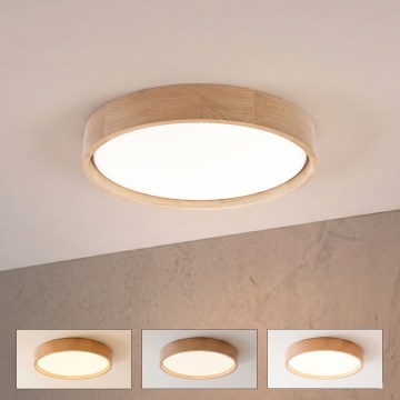Brilagi - Candeeiro de tecto LED regulável MANAROLA REMOTE LED/24W/230V 3000-6500K Ø 41 cm carvalho + comando remoto
