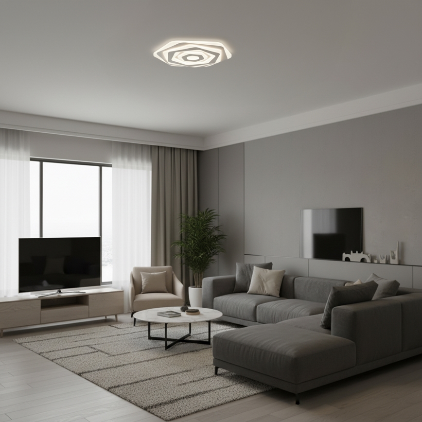 Brilagi - Candeeiro de teto LED dimerizável MODERN, 85 W, 230 V, 3000–6000 K, Ø 53 cm + comando remoto