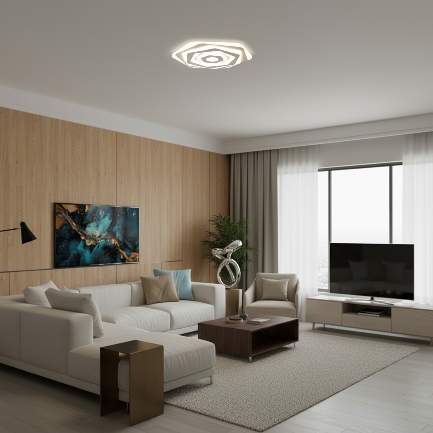 Brilagi - Candeeiro de teto LED dimerizável MODERN, 85 W, 230 V, 3000–6000 K, Ø 53 cm + comando remoto