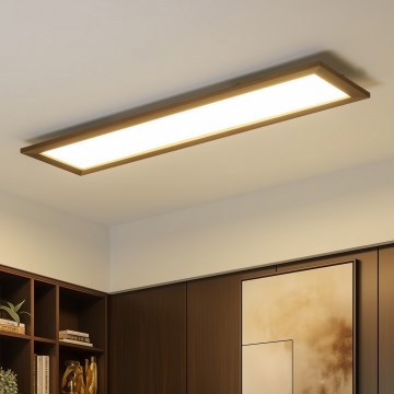 Brilagi - Candeeiro de tecto LED regulável SLIMFRAME WOOD LED/58W/230V 124x34 cm 3000-6000K castanho escuro + comando remoto