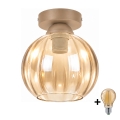 BRILAGI - Candeeiro de tecto LED RETRO GLASS 1xE27/60W/230V Ø 18 cm bege/bege fumado