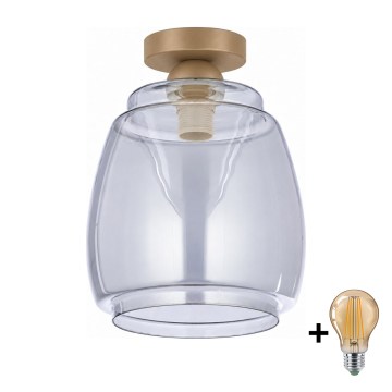 BRILAGI - Candeeiro de tecto LED RETRO GLASS 1xE27/60W/230V Ø 26 cm bege/cinzento fumado