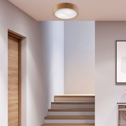 Brilagi - Luminária de teto LED RGBW dimerizável CARVALHO 2xE27/15W/230V 2700–6500K Wi-Fi, carvalho Ø 37,5 cm