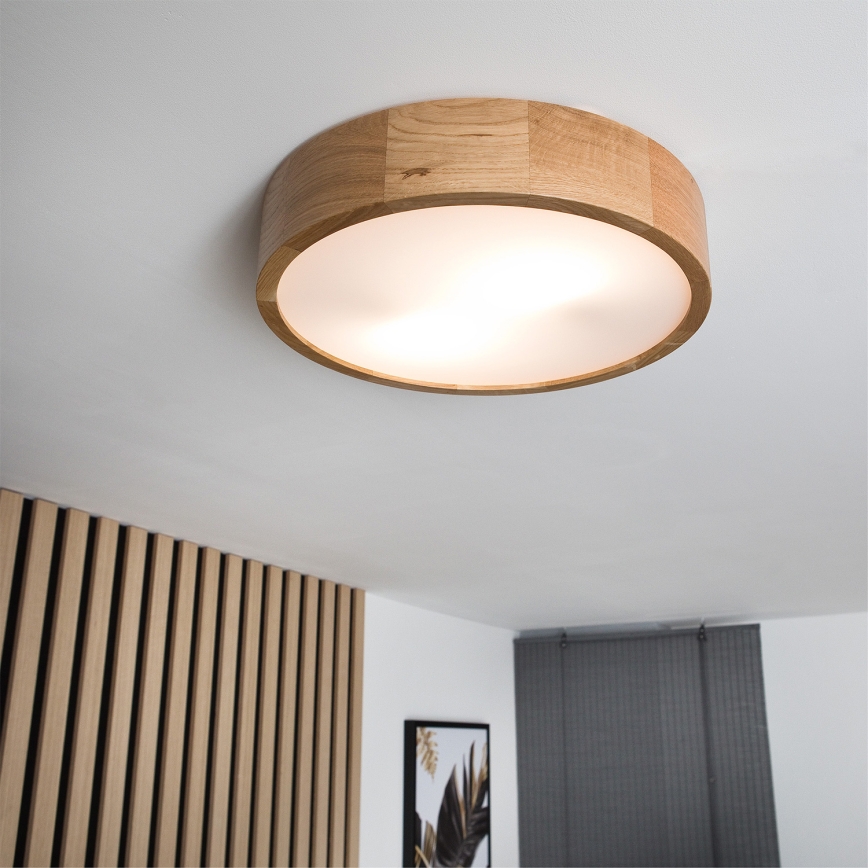 Brilagi - Luminária de teto LED RGBW dimerizável CARVALHO 2xE27/9W/230V 2700–6500K Wi-Fi, carvalho Ø 37,5 cm